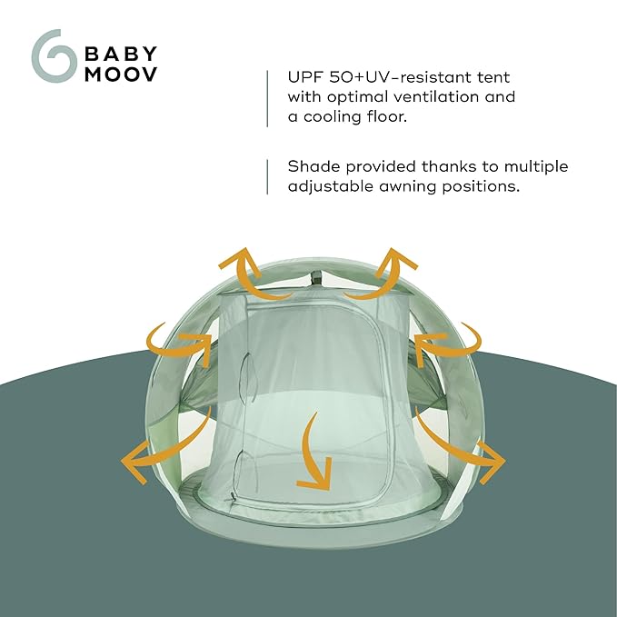 Babymoov Moov &amp Protect Anti-UV Cooling Beach Tent for Babies with Integrated Mosquito Net Portable Green Lagoon (Summer 2025 Edition)