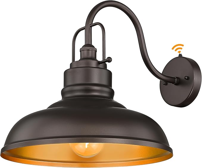 zeyu 18 Inch Vintage Wall Light Fixture Outdoor Dusk to Dawn Barn Light Farmhouse Wall Sconce Light for Garden Garage Oil Rubbed Bronze Finish 016-1BL-PC ORB
