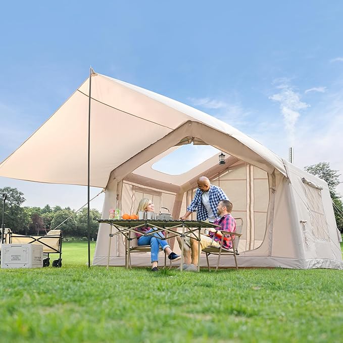 Inflatable Blow Up Tents for CampingWaterproof Oxford Hot Tent with Manual PumpSpacious Easy Setup Inflatable Camping Air Tent for Family Glamping