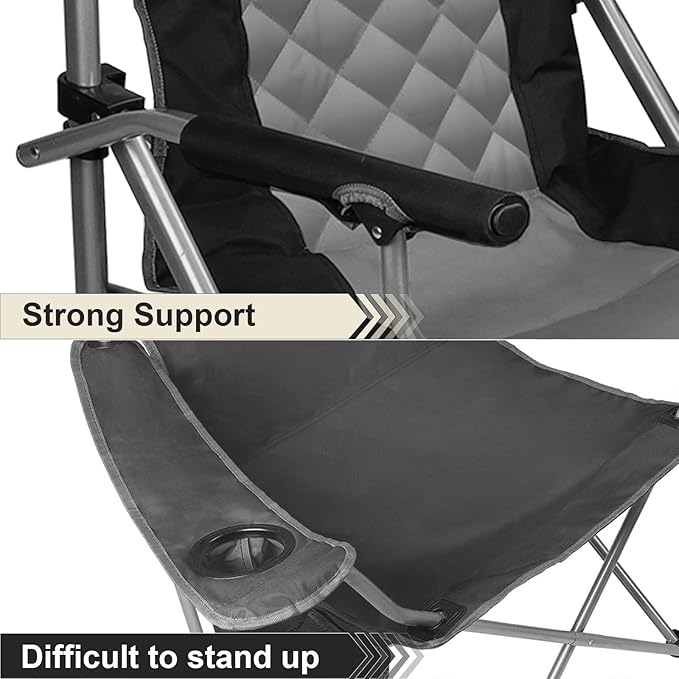 Folding Padded Camping Chair with Hard ArmrestCup HolderHeavy Duty for AdultsPaded BackrestPortable Lawn Lightweight Outdoor Camp ChairSupport up to 400lbs