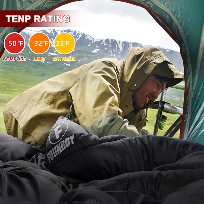 0 Degree Flannel Double Sleeping Bag for Adults Couples or Family - Winter Queen Size Waterproof &amp Warm 2-Person Sleeping Bag for Cold Weather Camping RV Travel