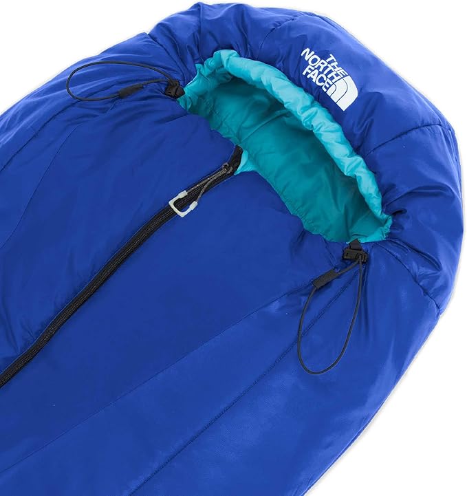 THE NORTH FACE Teen Stormbreak 20F / -7C Backpacking Sleeping Bag - Water Repellent Fully Insulated Includes Stuff Sack TNF Blue/River Ice Regular