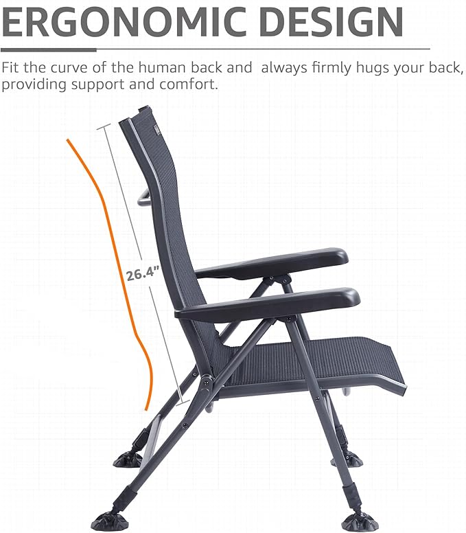 X Strike Folding Camping Chair Support 350 LBS Outdoor Fishing Chair for Adults Breathable Mesh with Adjustable High Back Support and Leg Aluminum Frame for Fishing Camp Lawn Patio.