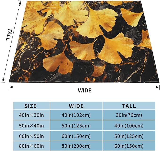 Golden Ginkgo Leaves Soft Fleece Blanket 60 * 50 inch Soft Sofa Blanket Suitable for Sofa Camping Travel Night Cover Blanket