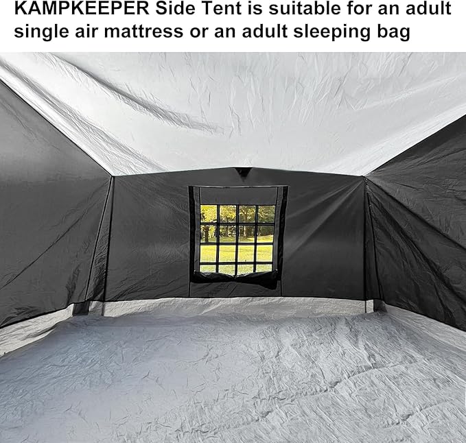 KAMPKEEPER Side TentCamping Tent for 10' x 10' Pop Up Canopy Easy Set Up GazeboCompatible with 10' Wide Canopy Tents (Black)