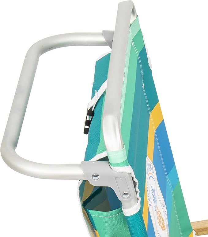Tommy Bahama 5-Position Classic Lay Flat Backpack Cooler and Cup Holder Beach Chair Portable Folding Beach Chair for Tanning 2-Pack Stripe