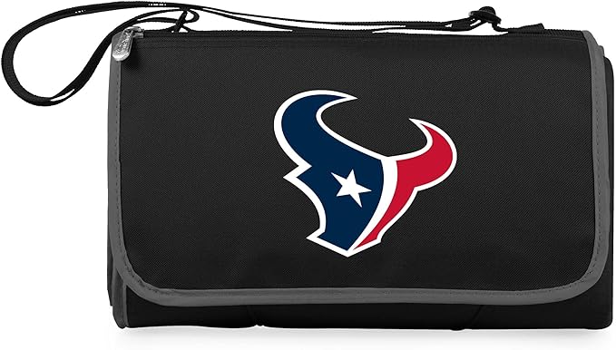 PICNIC TIME NFL Houston Texans Blanket Tote Outdoor Picnic Blanket - Beach Blanket - Camping Blanket (Black with Black Exterior)