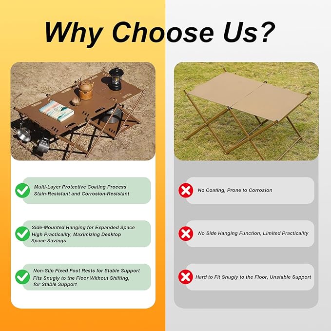 Portable Camping Table &amp Shelf 2-in-1Folding Carbon Steel Picnic Rack 37 4-Tier Storage Cook Station with 4 HooksPerfect for Party Dining Camping BBQ Indoor Outdoor