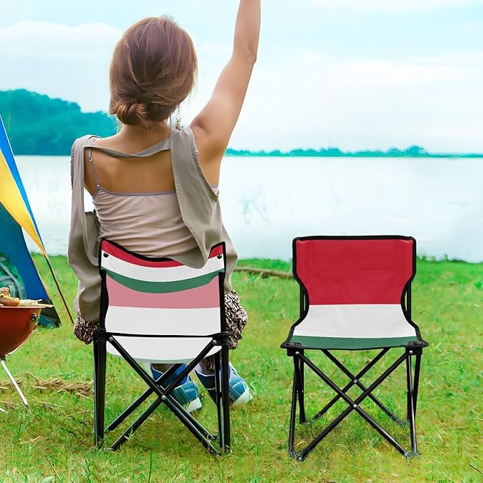 DOMIKING Hungarian Flag Kids' Portable Camping Chairs for Outdoor Beach Chairs with Carry Bag Folding Chair for Hiking Camping Travel