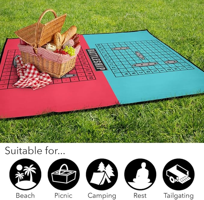 LOGOVISION Battleship Picnic Outdoor Blanket 50x60 Board Foldable Blanket for Picnic Beach Camping Park Tailgate