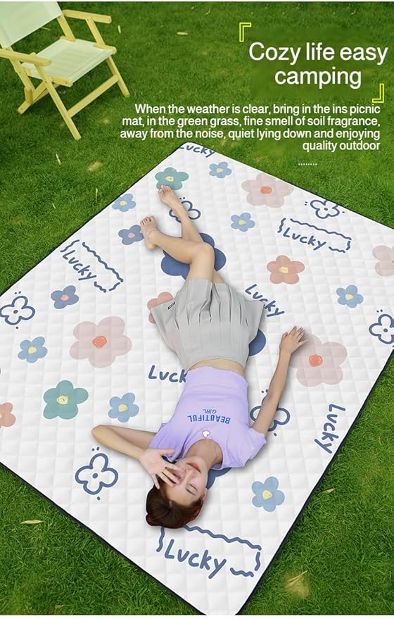 lilaBelle] Thick Picnic Mat【Waterproof Camping Blanket】 Oxford Cloth with PVC Backing Portable Outdoor Cover for BBQ Spring Outing Festival Beach Party Essentials Style B
