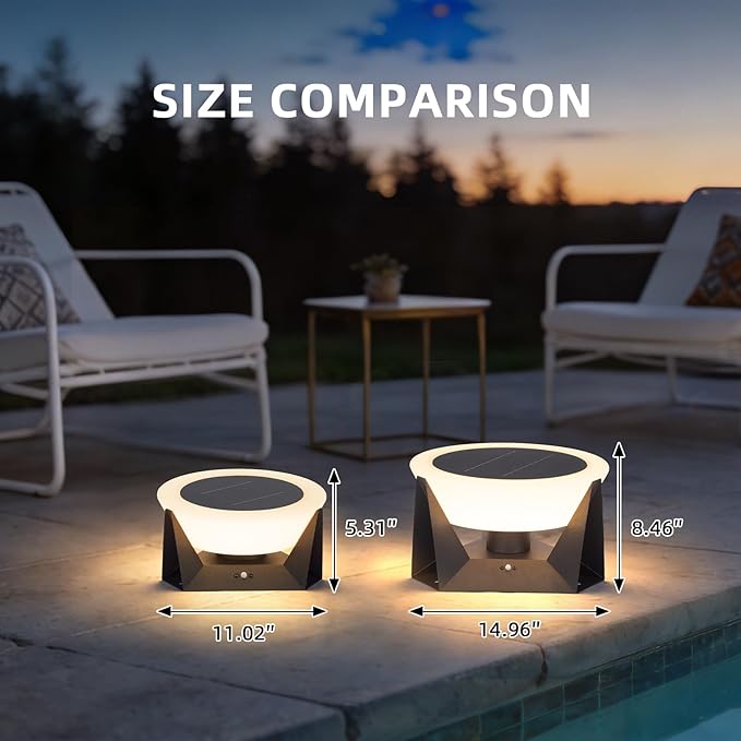 Solar Post Lights Outdoor 15x15 IP54 Waterproof Solar Lamp Post Light E26 LED Bulb Pillar Lights Outdoor Dusk to Dawn Column Lighting Lanterns for Posts Outside Deck Patio Garden Fence