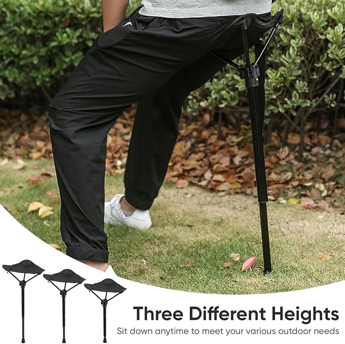 Portable Folding Chair: 3 Gear Height Adjustable Camping Stool - Lightweight Aluminum &amp 600D Nylon Collapsible Stool - Ideal for Outdoor Camping Fishing Gardening Hiking