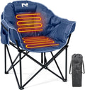 LILYPELLE Oversized Heated Camping Chair Patio Lounge Chairs with 3 Heat Levels Portable Folding Heated Chair Round Moon Saucer Folding Lawn Chair Outdoor Chair for Camping Lounge Patio