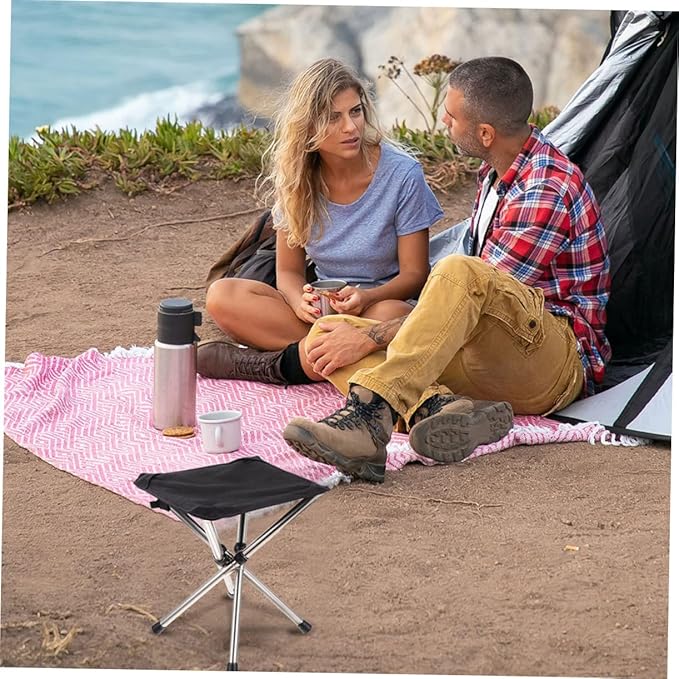 Happyyami 1set Portable Folding Stool Lightweight Outdoor Camping Chair Compact Space-Saving Design for Fishing Picnics and to Carry for Outdoor Activities
