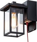 Porch Lights with GFCI Outlet Black Outdoor Light Wall Mount Waterproof Exterior Light Fixture with Outlet Wall Sconce for House Garage Patio