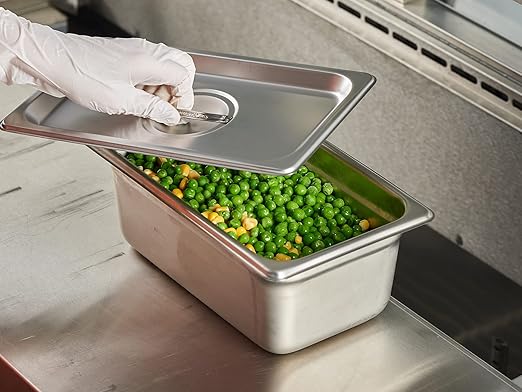 CURTA 6 Pack Anti-Jam Hotel Pans 1/4 Size 4 Inch Deep NSF Commercial 18/8 Stainless Steel Chafing Steam Table Pan Catering Storage Metal Food Pan