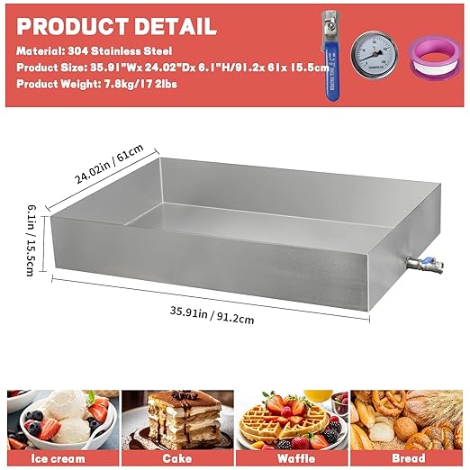 Maple Syrup Evaporator Pan 22.44Gal 304 Stainless Steel Maple Syrup Evaporator 36 x 24 x 6 Inch Feed Pan for Boiling Maple Syrup for Home and Outdoor Use