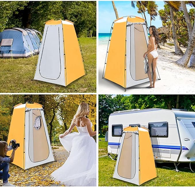 Sunshade Bathing Tents Folding Beach Privacy Shelter Tent Waterproof Protection Tear-Resistant for Camp Fishing (Yellow Gray)