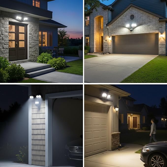 SANSI 28W 3500LM Motion Sensor Outdoor Lights Outdoor Motion Sensor Light Security Lights Detector with 4 Mode 350W Equiv 5000K IP65 Waterproof for Soffit Garage Yard (Black) Hardwired