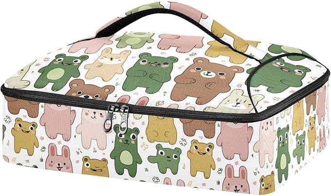 Casserole Carrier Cute AnimalsInsulated Casserole Carrier for Hot or Cold Food Thermal Lunch Tote for Potluck Parties Picnic Beach Fits 9 x 13 Inches Baking Dish