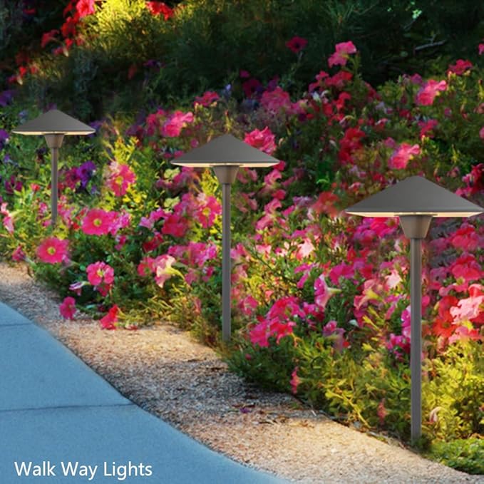 Arrownine Pathway Lights Low Voltage 12-24VCast Aluminum Construction Replaceable G4 LED Bulb for Outdoor Path LightsWalkway Lighting Garden Yard Driveway Light 2-Pack Bronze Finish