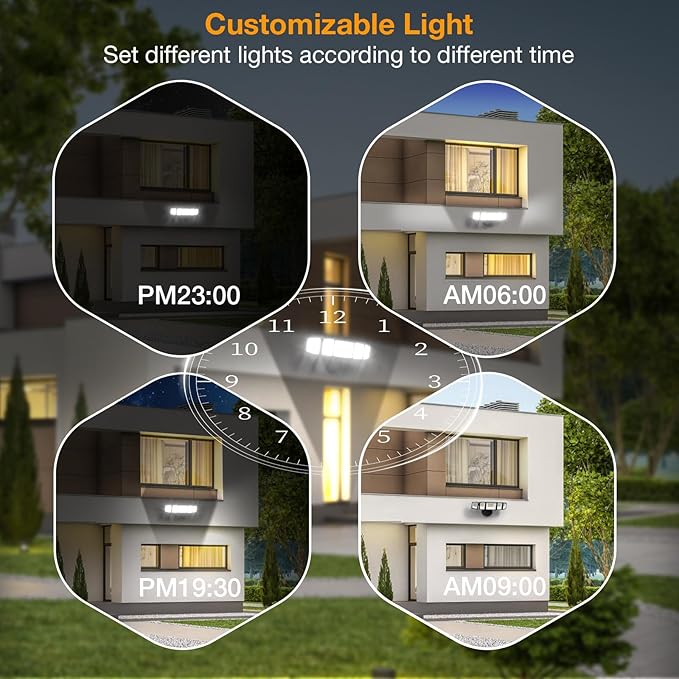 Onforu 120W Smart Flood Light Outdoor 12000LM LED Security Light APP Control WiFi Alexa Flood Lights Outside Floodlight with 5 Adjustable Heads 2700K-6500K Exterior Light Fixture for Yard