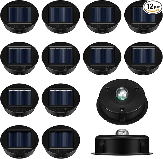 Jeyiour 12 Pack Solar Light Replacement Tops Replacement Solar Light Parts Waterproof LED Panel Lantern Lid Outdoor Top Kit for Hanging Lanterns Patio Decor(3.15 in)