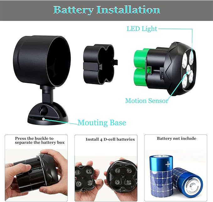 Battery Operated Motion Outdoor Waterproof Lights 800 Lumen Ultra Bright Battery Powered Night Activation Security Spotlight for Porch Trash Can Stairs Garage (2 Pack)
