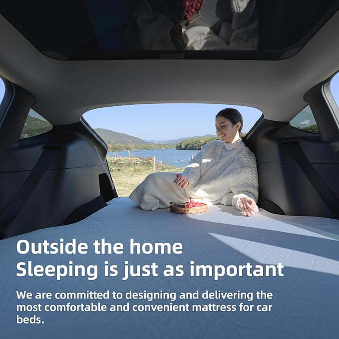 4.5inch Foam Mattress for Tesla Model Y Full Size Bed Vacuum Compression Roadtrip Job Shifts Nap Camping Guests &amp Home Rechargeable Pump and Eyemask Provided (2020-2024 Model Y)