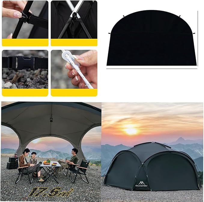 Mountainhiker Dome Tent – (160 * 160 * 90in) UV Protection Waterproof Windproof Outdoor Shelter for 5-8 People Easy to Set Up for Camping Beach and Hiking