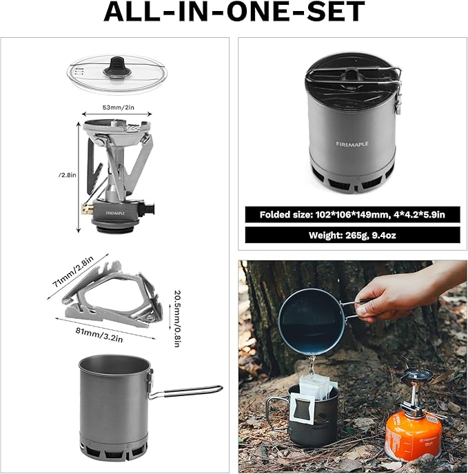 Fire-Maple Petrel Quickboil Pro Ultralight Cooking System – Compact &amp Fast-Boiling Backpacking Stove Pot Set Ideal for Hiking Solo Camping Travelling Hunting Trips | PETREL SYSTEM w/Greenpeak