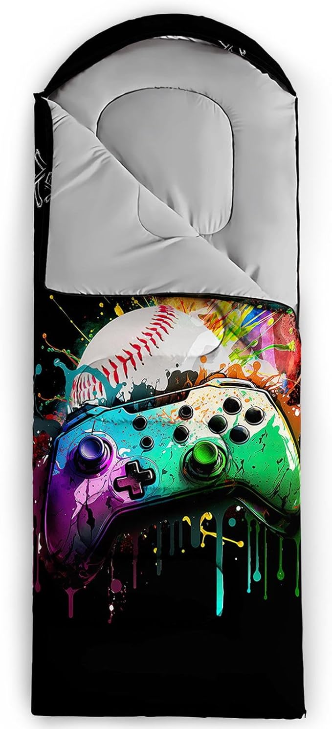 Kids Sleeping Bag for Boys GirlsCute Puppy Print-Lightweight Warm Portable Outdoor Indoor-Waterproof Cold Weather Resistant Sleeping Bag for Camping Hiking