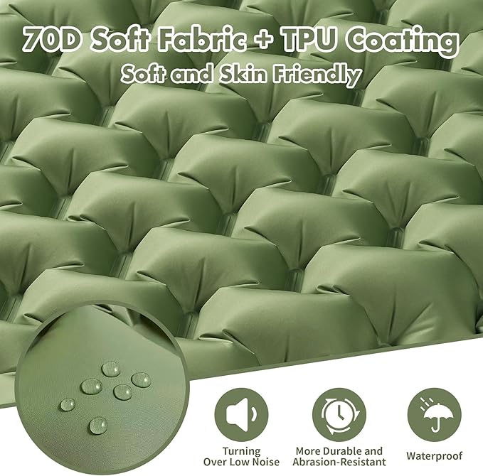 Sleeping Pad for Camping - 4” Thick Inflatable Camping Mat with Built-in Pump &amp Pillow Ultralight Self Inflating Camping pad Backpacking Sleeping Mat for Hiking Tent Traveling