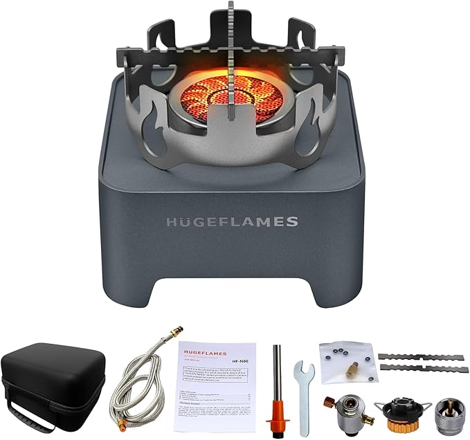 Propane Camping Stove with Carrying Case &amp Ignition Portable Gas Stove for Outdoor Camping BBQ Hiking