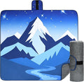 Tirrinia Waterproof Outdoor Blanket Warm Windproof Stadium Blankets with Sherpa Lining Foldable Camping Blanket Emergency Blanket with Mountain Landscape Design for Car Beach Picnic Hiking