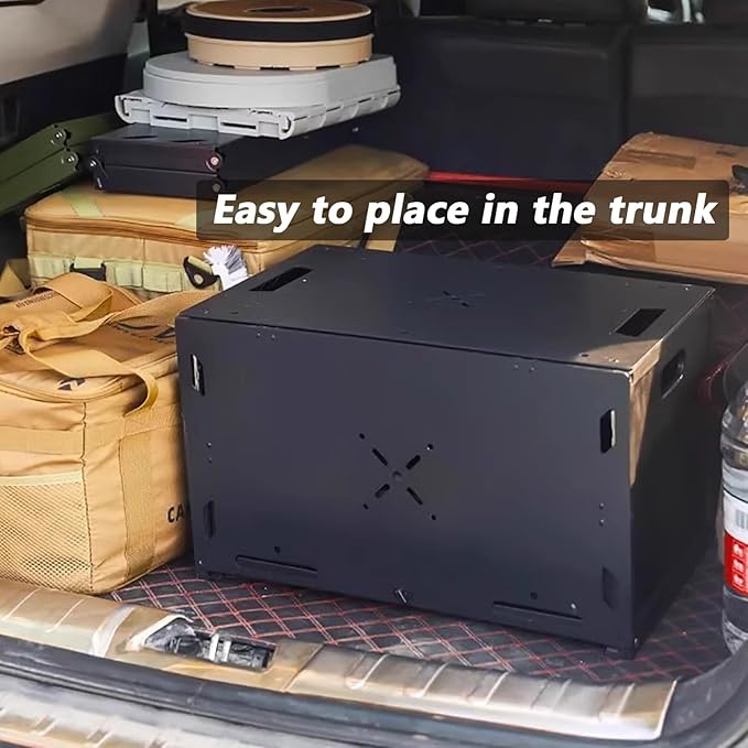 Camping Table with Storage Box Outdoor Stor-Age B-ox Practical Stor-Age Bo-x 54L Collapsible Trunk Organizer with Lid Folding STO-Rage Bin for Camping Picnic Home