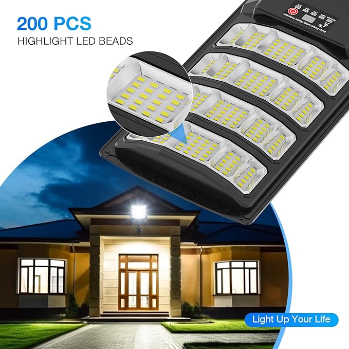 Solar Street Lights Outdoor Waterproof400W 320°Wide Angle Flood Light LED Solar Parking Light with Motion Sensor and Remote Control for Outdoor Streets CourtyardsParking Garages-1Pack