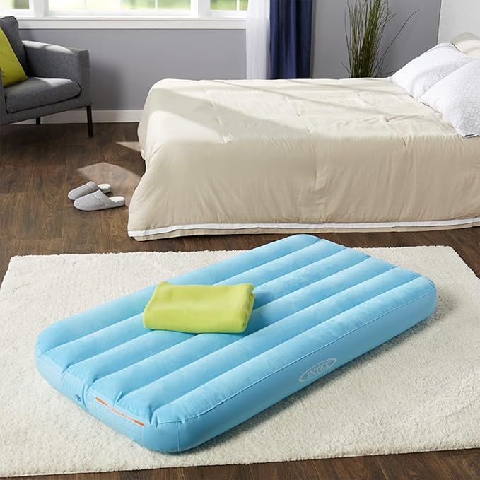 Intex 66803EP Cozy Kidz Inflatable Airbed : Fiber-Tech – Velvety Soft Surface – Carry Bag Included – Color May Vary – 34.5 x 62 x 7 6 Pack