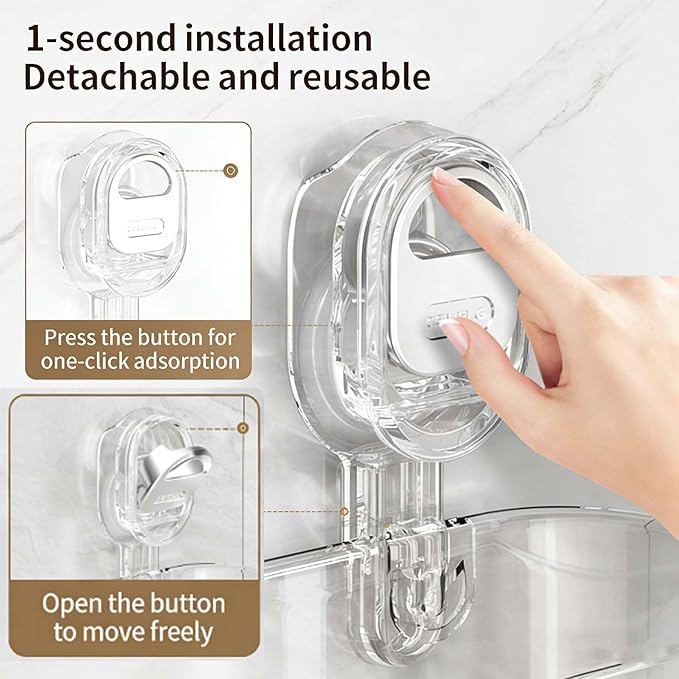 No Drill Bathroom Drain Rack 2026 New No-Drill Bathroom Suction Storage Box – Large Capacity &amp Strong Load-Bearing With Drain Holes For Shower Kitchen Organizer (Gold 2pc)