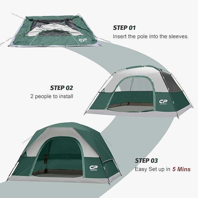 Tents for Camping 4 Person Tent Waterproof Windproof Double Layer Camping Tent Easy Setup Dome Tent with Large Mesh Windows &amp Wider Door for Outdoor Camping &amp Hiking