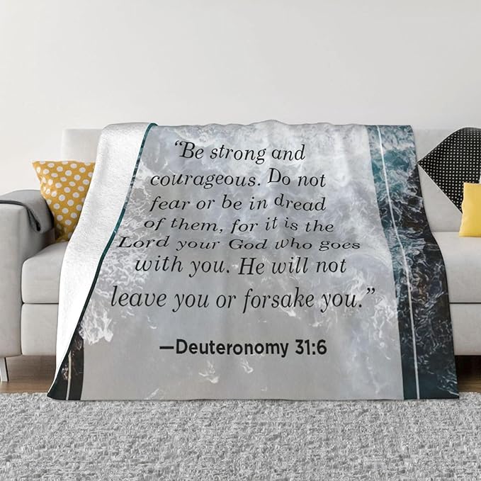 50X40 Deuteronomy 31 ：6 Lightweight Flannel Blanket - Soft and Breathable Polyester Suitable for Travel Camping and Home Decoration