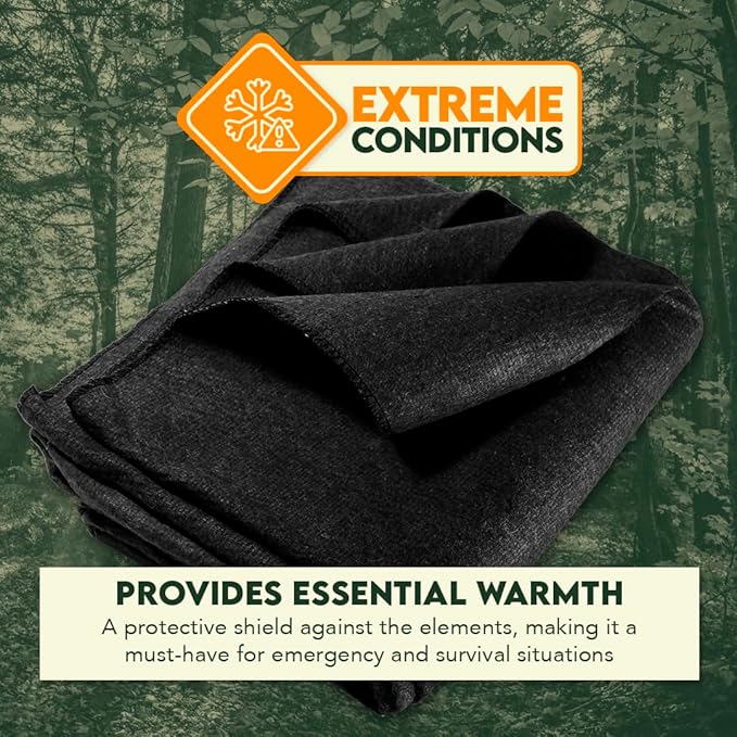 SE Black 64 x 84 4-lb. Warm Blanket with 80% Wool - BI64845BK