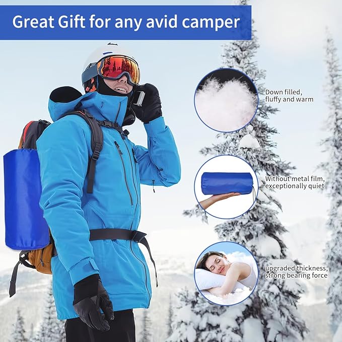 Cold Weather Sleeping Pad Insulated Sleeping Pad R Value 6.9 Backpacking Sleeping Pad for Camping Cold Weather
