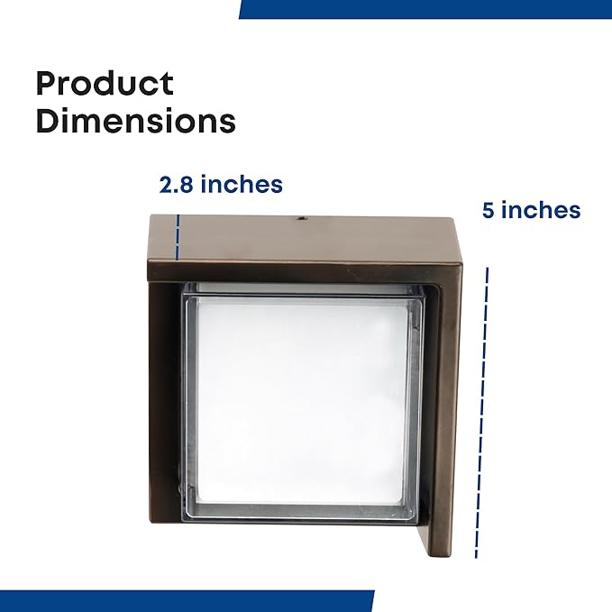 Feit Electric S5sqwm/830/Ddbz 7.5 Watt 500 Lumen 3000 Kelvin Bronze Dusk to Dawn Square Led Wall Light