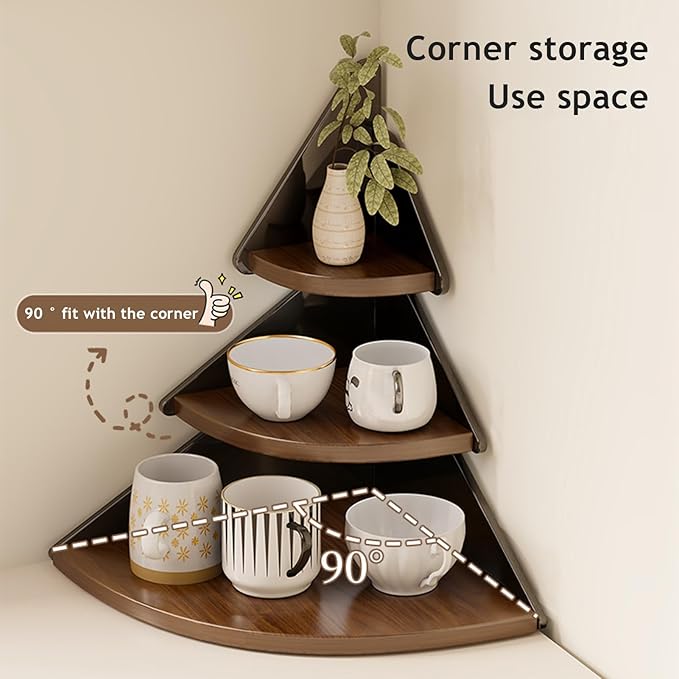 Corner Shelf Storage Rack Tree Shape Design 3-Tier Kitchen Organizer for Mugs Coffee Cups Space-Saving Desktop Storage Rack for Countertop Spice Rack Makeups Bookshelf (Brown Cat)