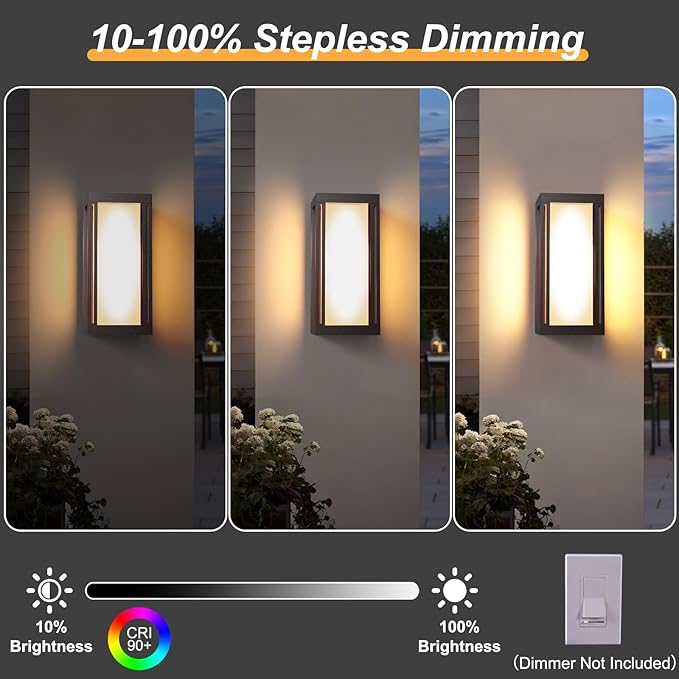 Dusk to Dawn Outdoor Wall Sconce 3000K LED Outdoor Wall Lights Fixture for Patio Waterproof Wall Mount Outside Light 14.5in Bronze Outdoor Lanterns for Porch Door 1 Pack