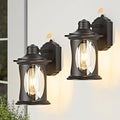 OKELI 2-Pack Dusk to Dawn Outdoor Wall Lights Black Exterior Lighting Fixture Wall Sconces with E26 &amp Tempered Glass Rust Resistant Outside Lantern Lights Wall Mounted for Porch