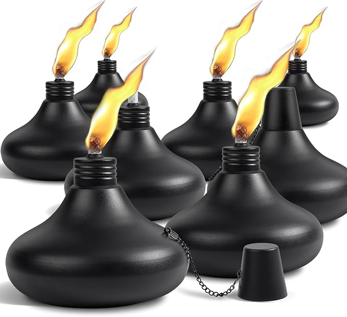 Upgraded Tabletop Torches Set of 8 24.5 oz Citronella Candles for Outdoor Metal Table Top Torches for Outside Refillable Torch Lanterns for Patio Yard Deck Garden Party