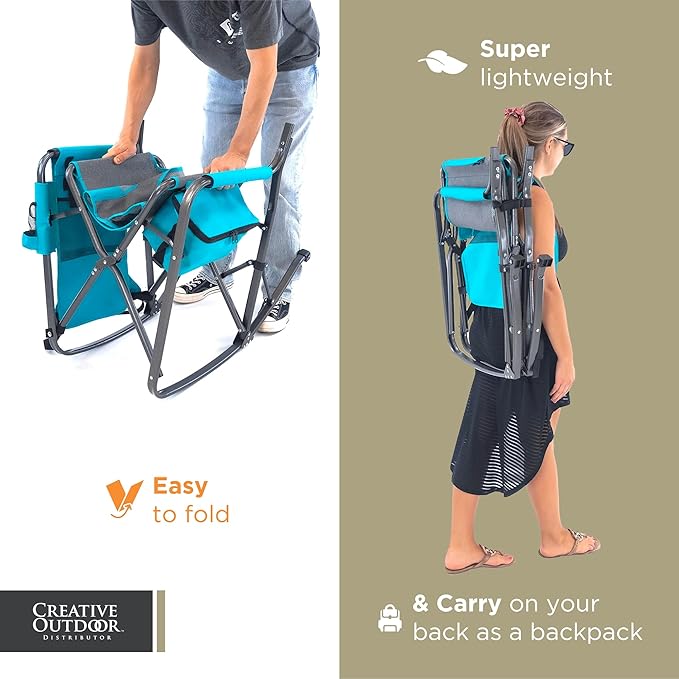 Creative Outdoor Collapsible Folding Rocking Director Chair | Camping Picnic Beach &amp Patio
